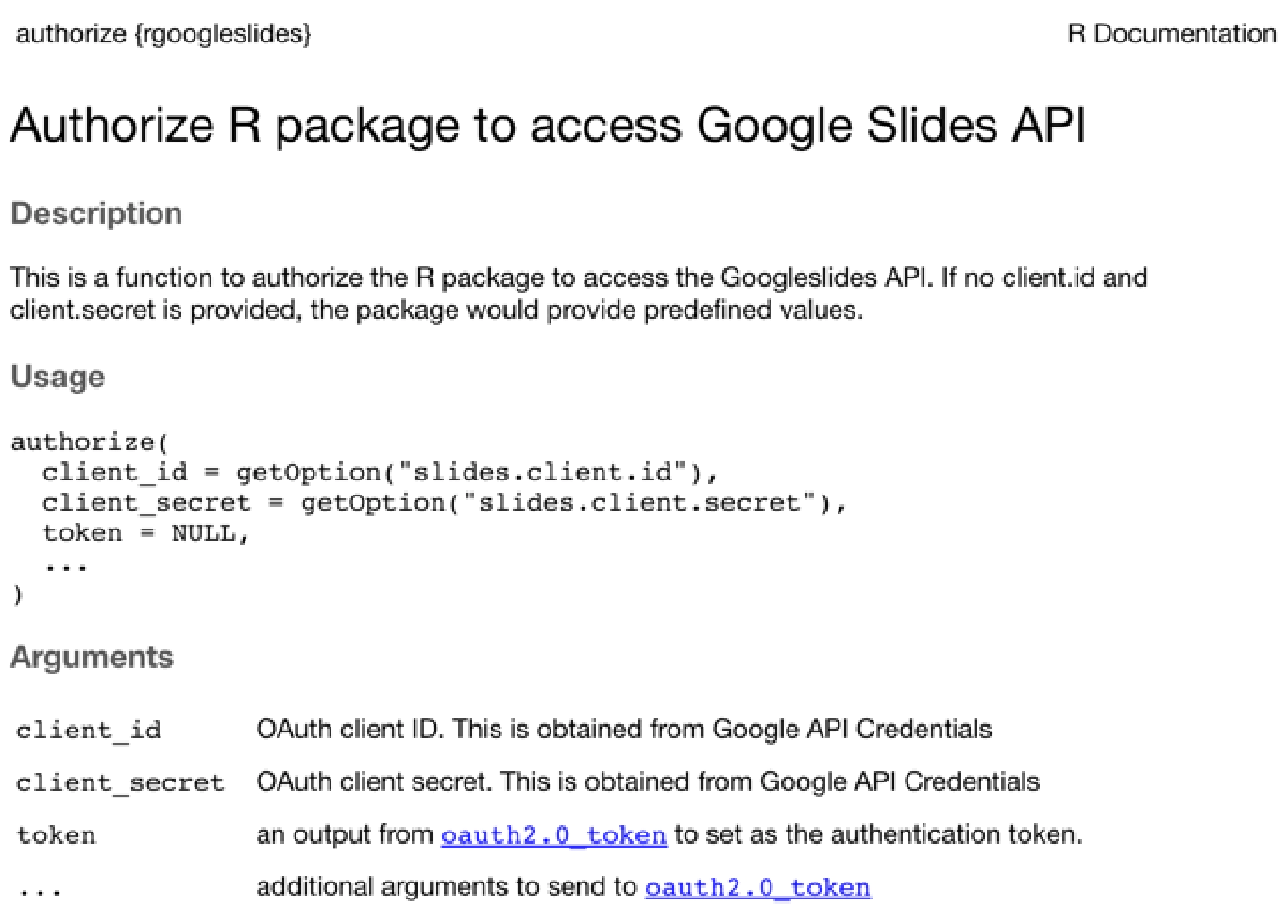 Showcase of authorize function in the Rgoogleslides package