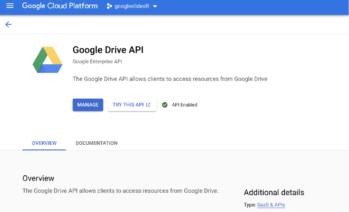 Google Drive API permission page